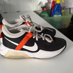 Nike Kids Black Sneakers with White and Orange Details